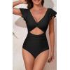 imageEomenie Womens One Piece Swimsuits Ruffle Cutout Bathing Suit Tummy Control Slimming V Neck Twist Front Swimwear