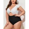 imageEomenie Womens Plus Size One Piece Swimsuits Tummy Control V Neck Cutout Bathing Suit Twist Front Ruffle SwimwearColor Block08