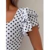 imageEomenie Womens Tummy Control One Piece Swimsuit Ruffle Square Neck Bathing Suit Ruched Cutout Back Slimming SwimwearBlack Polka Dots