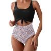 imageEomenie Womens One Piece Swimsuit Tummy Control Slimming Bathing Suit Cutout Tie Knot SwimwearBlack Print