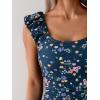 imageEomenie Womens One Piece Swimsuits Puffy Sleeves Tummy Control Bathing Suit Twist Back SwimwearNavy Blue Printed
