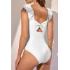 imageEomenie Womens One Piece Swimsuits Puffy Sleeves Tummy Control Bathing Suit Twist Back SwimwearWhite