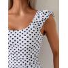 imageEomenie Womens One Piece Swimsuits Puffy Sleeves Tummy Control Bathing Suit Twist Back SwimwearWhite Polka Dot
