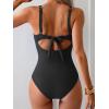 imageEomenie One Piece Swimsuit for Women Tummy Control Bathing Suit Ruched Twist Front Swim Suit Cutout Tie Back SwimwearBlack