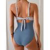 imageEomenie One Piece Swimsuit for Women Tummy Control Bathing Suit Ruched Twist Front Swim Suit Cutout Tie Back SwimwearBlue Striped