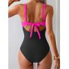 imageEomenie One Piece Swimsuit for Women Tummy Control Bathing Suit Ruched Twist Front Swim Suit Cutout Tie Back SwimwearHot Pink Black