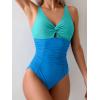 imageEomenie One Piece Swimsuit for Women Tummy Control Bathing Suit Ruched Twist Front Swim Suit Cutout Tie Back SwimwearLight Blue