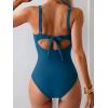 imageEomenie One Piece Swimsuit for Women Tummy Control Bathing Suit Ruched Twist Front Swim Suit Cutout Tie Back SwimwearPeacock Blue