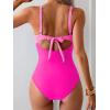 imageEomenie One Piece Swimsuit for Women Tummy Control Bathing Suit Ruched Twist Front Swim Suit Cutout Tie Back SwimwearPink Color Block