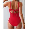 imageEomenie One Piece Swimsuit for Women Tummy Control Bathing Suit Ruched Twist Front Swim Suit Cutout Tie Back SwimwearRed