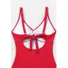 imageEomenie One Piece Swimsuit for Women Tummy Control Bathing Suit Ruched Twist Front Swim Suit Cutout Tie Back SwimwearRed