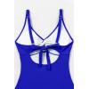 imageEomenie One Piece Swimsuit for Women Tummy Control Bathing Suit Ruched Twist Front Swim Suit Cutout Tie Back SwimwearRoyal Blue