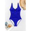 imageEomenie One Piece Swimsuit for Women Tummy Control Bathing Suit Ruched Twist Front Swim Suit Cutout Tie Back SwimwearRoyal Blue