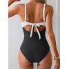 imageEomenie One Piece Swimsuit for Women Tummy Control Bathing Suit Ruched Twist Front Swim Suit Cutout Tie Back SwimwearWhite Black