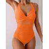 imageEomenie One Piece Swimsuit for Women Tummy Control Mesh High Waisted Bathing Suit Wrap Tie Back SwimwearOrange
