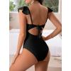 imageEomenie Womens One Piece Ruffle Swimsuit Ruched Tummy Control Bathing Suits Tie Back Backless 1 Piece Monokini Swimwear