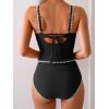 imageEomenie Tankini Swimsuit for Women Tummy Control Ruched Two Piece Bathing Suits High Waisted Shell Stitch SwimwearBlack