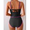 imageEomenie Tankini Swimsuit for Women Tummy Control Ruched Two Piece Bathing Suits High Waisted Shell Stitch SwimwearBlackhot Pink
