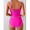 imageEomenie Tankini Swimsuit for Women Tummy Control Ruched Two Piece Bathing Suits High Waisted Shell Stitch SwimwearHot Pink