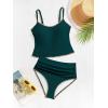 imageEomenie Tankini Swimsuit for Women Tummy Control Ruched Two Piece Bathing Suits High Waisted Shell Stitch SwimwearPeacock Green