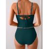imageEomenie Tankini Swimsuit for Women Tummy Control Ruched Two Piece Bathing Suits High Waisted Shell Stitch SwimwearPeacock Green