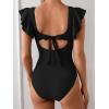 imageEomenie Womens One Piece Swimsuit Tummy Control Bathing Suit Cutout Ruffle Slimming Swim SuitBlack