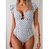 imageEomenie Womens One Piece Swimsuit Tummy Control Bathing Suit Cutout Ruffle Slimming Swim SuitBlack White Polka Dots