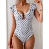 imageEomenie Womens One Piece Swimsuit Tummy Control Bathing Suit Cutout Ruffle Slimming Swim SuitBlack White Polka Dots