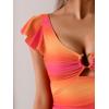 imageEomenie Womens One Piece Swimsuit Tummy Control Bathing Suit Cutout Ruffle Slimming Swim SuitColor Block Yellow Pink