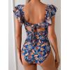 imageEomenie Womens One Piece Swimsuit Tummy Control Bathing Suit Cutout Ruffle Slimming Swim SuitNavy Blue Print