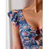 imageEomenie Womens One Piece Swimsuit Tummy Control Bathing Suit Cutout Ruffle Slimming Swim SuitNavy Blue Print
