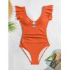 imageEomenie Womens One Piece Swimsuit Tummy Control Bathing Suit Cutout Ruffle Slimming Swim SuitOrange
