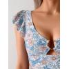 imageEomenie Womens One Piece Swimsuit Tummy Control Bathing Suit Cutout Ruffle Slimming Swim SuitOrange Floral Print