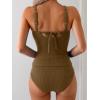 imageEomenie Womens Tankini Swimsuits Ribbed Tummy Control Two Piece Bathing Suits Tie Back High Waisted SwimwearArmy Green