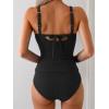 imageEomenie Womens Tankini Swimsuits Ribbed Tummy Control Two Piece Bathing Suits Tie Back High Waisted SwimwearBlack