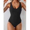 imageEomenie Womens Tankini Swimsuits Ribbed Tummy Control Two Piece Bathing Suits Tie Back High Waisted SwimwearBlack