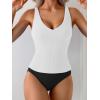 imageEomenie Womens Tankini Swimsuits Ribbed Tummy Control Two Piece Bathing Suits Tie Back High Waisted SwimwearBlack White