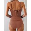 imageEomenie Womens Tankini Swimsuits Ribbed Tummy Control Two Piece Bathing Suits Tie Back High Waisted SwimwearBrown