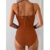 imageEomenie Womens Tankini Swimsuits Ribbed Tummy Control Two Piece Bathing Suits Tie Back High Waisted SwimwearCaramel
