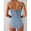 imageEomenie Womens Tankini Swimsuits Ribbed Tummy Control Two Piece Bathing Suits Tie Back High Waisted SwimwearLight Blue