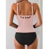 imageEomenie Womens Tankini Swimsuits Ribbed Tummy Control Two Piece Bathing Suits Tie Back High Waisted SwimwearLight Pink Black
