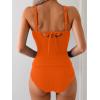 imageEomenie Womens Tankini Swimsuits Ribbed Tummy Control Two Piece Bathing Suits Tie Back High Waisted SwimwearOrange
