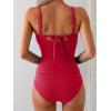 imageEomenie Womens Tankini Swimsuits Ribbed Tummy Control Two Piece Bathing Suits Tie Back High Waisted SwimwearRed