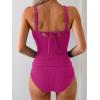 imageEomenie Womens Tankini Swimsuits Ribbed Tummy Control Two Piece Bathing Suits Tie Back High Waisted SwimwearWine Red