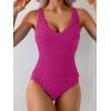 imageEomenie Womens Tankini Swimsuits Ribbed Tummy Control Two Piece Bathing Suits Tie Back High Waisted SwimwearWine Red