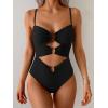 imageEomenie One Piece Swimsuit for Women Ring Linked Monokini Sexy Bathing Suit Cutout Swim SuitBlack