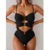 imageEomenie One Piece Swimsuit for Women Ring Linked Monokini Sexy Bathing Suit Cutout Swim SuitBlack