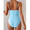 imageEomenie One Piece Swimsuit for Women Ring Linked Monokini Sexy Bathing Suit Cutout Swim SuitBlue Color Block