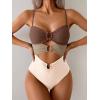 imageEomenie One Piece Swimsuit for Women Ring Linked Monokini Sexy Bathing Suit Cutout Swim SuitBrown Color Block