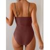 imageEomenie One Piece Swimsuit for Women Ring Linked Monokini Sexy Bathing Suit Cutout Swim SuitDark Brown Color Block